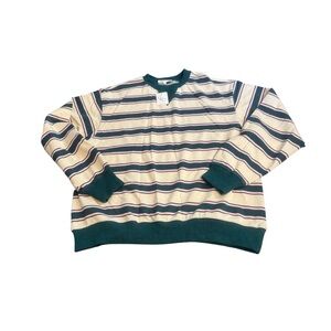 Striped Crewneck Sweater in Cream and Green